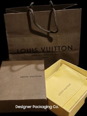 NEW Louis Vuitton Brown Drawer Gift Box Set Dust Bag Shopping Bag Wallet Holder